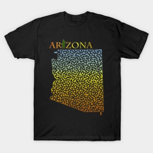 Arizona State Outline Desert Themed Maze & Labyrinth T-Shirt